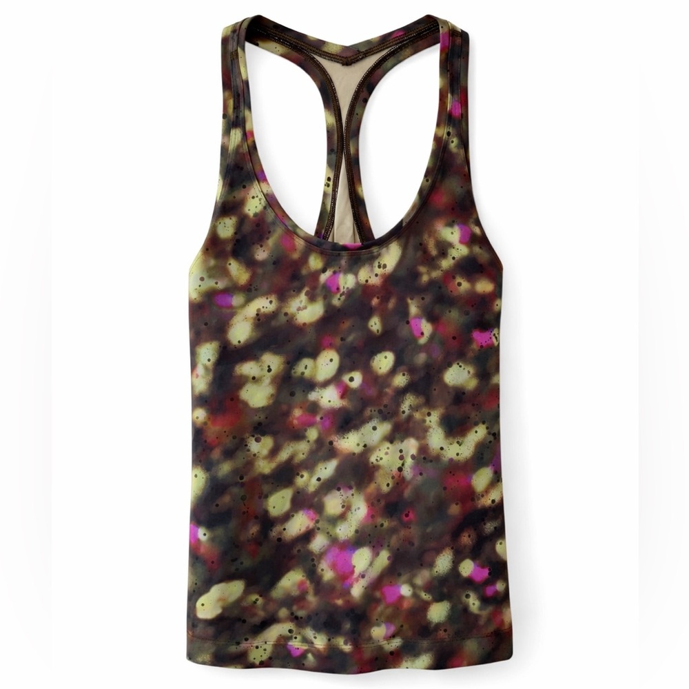 Lululemon Cool Racerback Short Tank Nulu Green Soft Focus Splatter 6